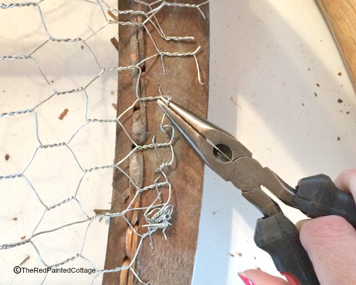 Detailed Tutorial For Adding Chicken Wire To A Chair For Flowers